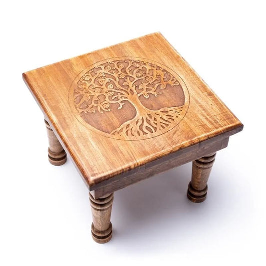 Houten bijzettafel levensboom 30x30x23cm